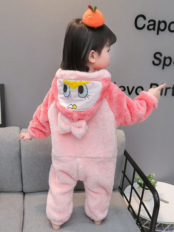 Зимна детска пухена пижама с 3D елемент