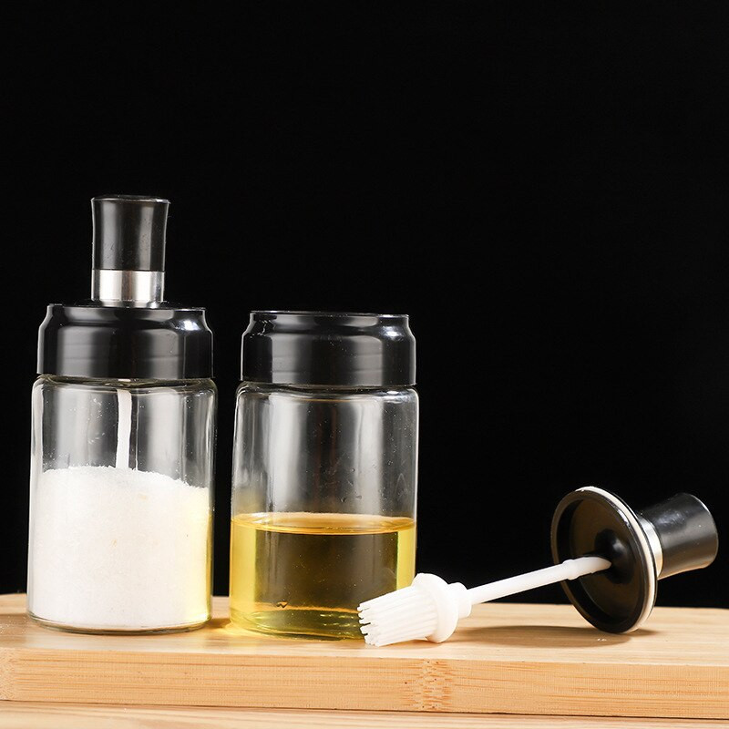 Sklenená fľaša na korenie, organizér na korenie, nádoba na korenie, soľ, cukor, korenie, oliver, olej, úložný priestor pre kuchynské náradie na grilovanie
