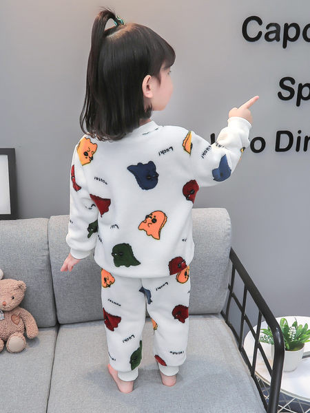 Dječja plišana pidžama za djevojčice sa šarenim printom