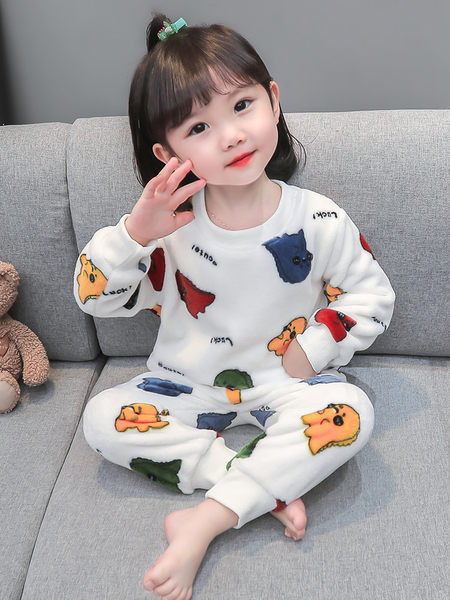 Dječja plišana pidžama za djevojčice sa šarenim printom