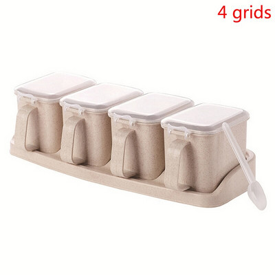 1 sada nádob na korenie so soľou a korením s lyžicou, úložný box na korenie, sada fliaš na korenie, kuchynské príslušenstvo