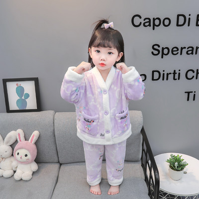 Teplé dvojdielne pyžamo na jeseň a zimu pre dievčatá