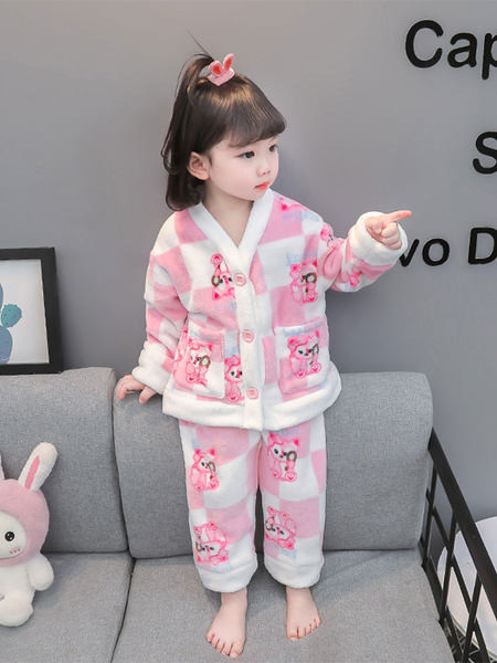 Teplé dvojdielne pyžamo na jeseň a zimu pre dievčatá