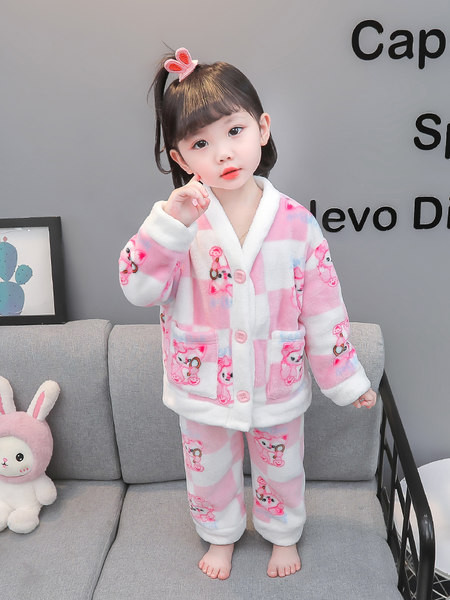 Teplé dvojdielne pyžamo na jeseň a zimu pre dievčatá
