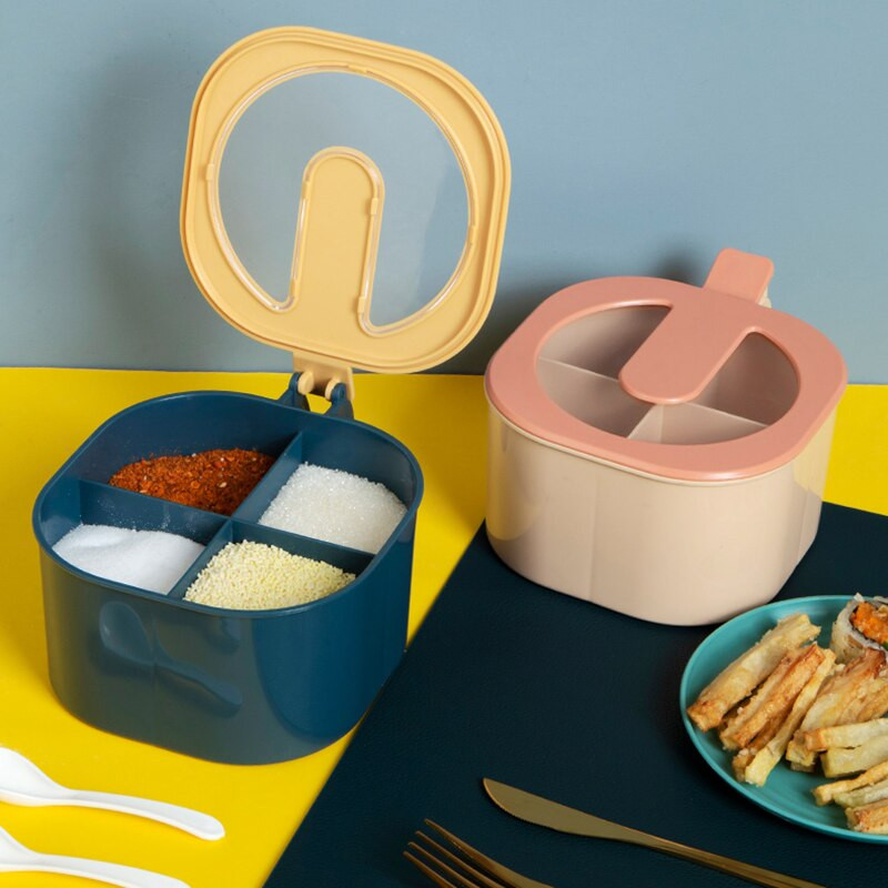 Tekvicové korenie na korenie Dóza na soľ a korenie s viečkom Priehľadná nádoba na korenie Úložný box na korenie Kuchynský box na korenie