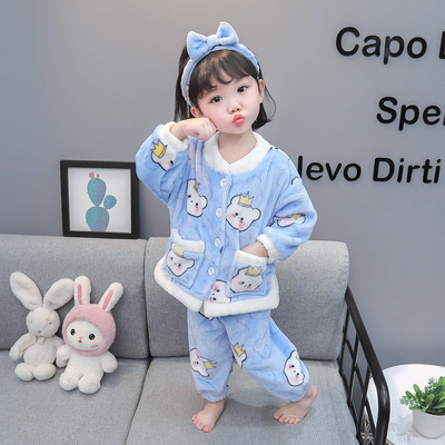 Plišana zimska pidžama za djevojčice sa šarenim printom