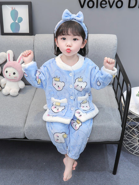 Plišana zimska pidžama za djevojčice sa šarenim printom