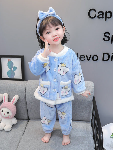 Plišana zimska pidžama za djevojčice sa šarenim printom