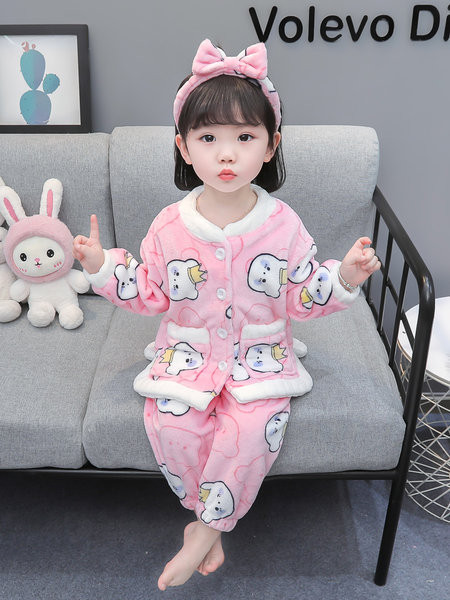 Plišana zimska pidžama za djevojčice sa šarenim printom