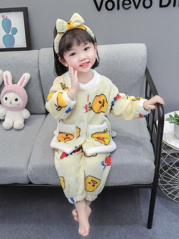 Нов модел зимна детска пижама от две части с джобове