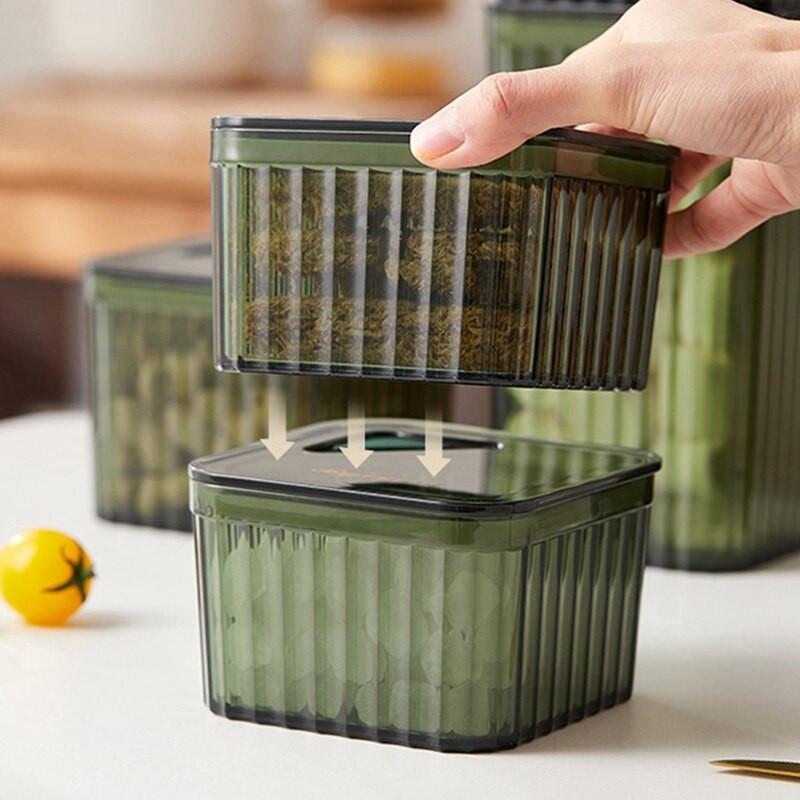 3-dielna nádoba na skladovanie obilnín, uzavretá kuchynská špajza/odolná voči vlhkosti - ideálna na suché potraviny a obilniny