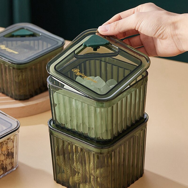 3-dielna nádoba na skladovanie obilnín, uzavretá kuchynská špajza/odolná voči vlhkosti - ideálna na suché potraviny a obilniny