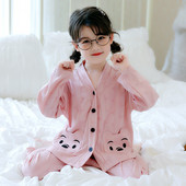 Dvodijelna pidžama za djevojčice s džepom i kopčanjem