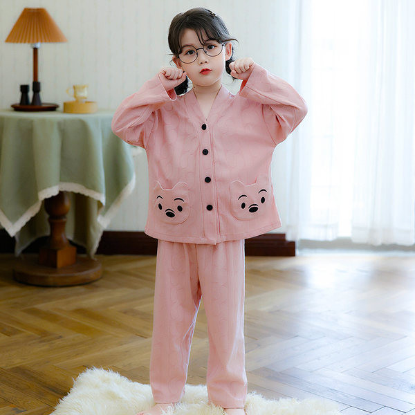 Dvodijelna pidžama za djevojčice s džepom i kopčanjem