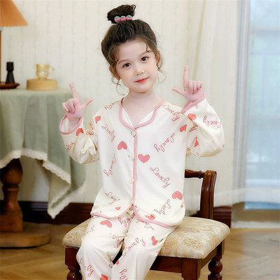 Ležerna dvodijelna pidžama na kopčanje za djevojčice