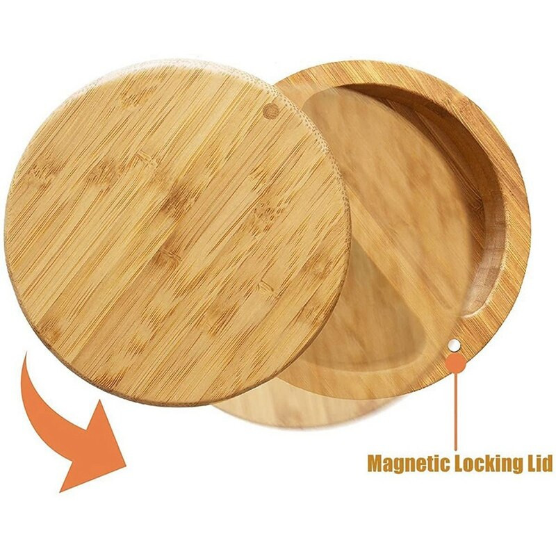 Bambusz fűszeres doboz, bambusz só, borsos doboz tálak forgatható fedéllel, kanál, osztott sótartó konyhai sótartó