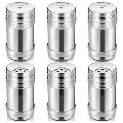6 ks nerezovej ocele soľ a korenie s otočným vekom cukor korenie korenie, korenie hrniec, korenie hrniec, kuchyňa
