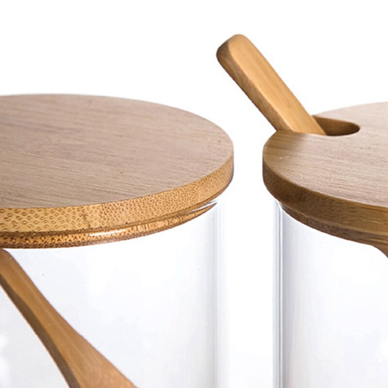 3 ks sklenených úložných dóz, organizér na cukríky/sušienky/čaj/kávové zrná, fľaša, poháre na korenie/občerstvenie s dreveným viečkom