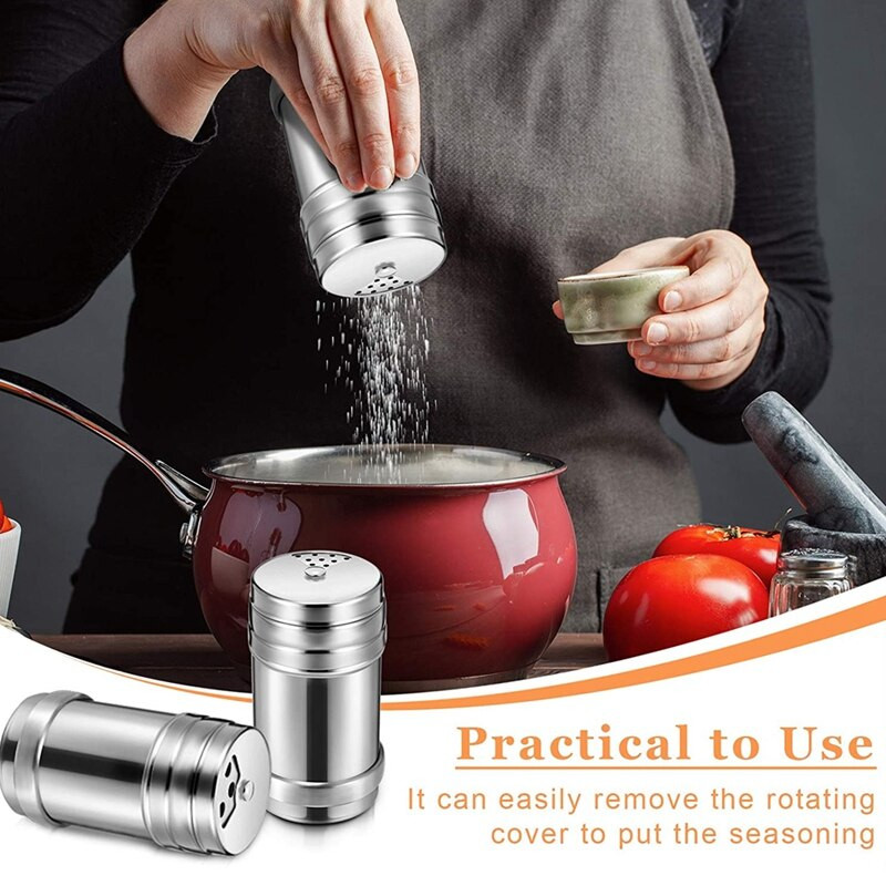 Akcia! 6 ks nerezovej ocele soľ a korenie s otočným viečkom cukor korenie dochucovadlá, korenie dochucovadlo, korenie dochucovadlo, kuchyňa