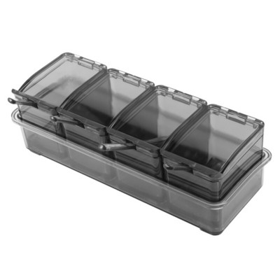 Promocija! Staklenke za začine od 4 kom. Kutija za začine Stalak za začine Stalci za začine Lonci Spremnik za pohranu Staklenke za začine Posuda s poklopcem i žlicom