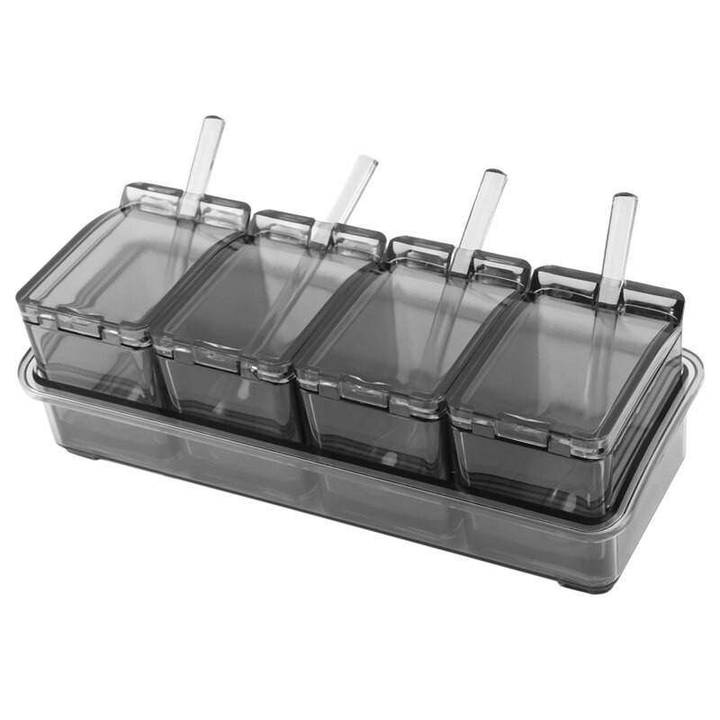 Akcia! 4 ks dóz na koreniny, korenie, stojan na koreniny, hrnce, úložná nádoba na korenie, nádoby na korenie s viečkom a lyžicou