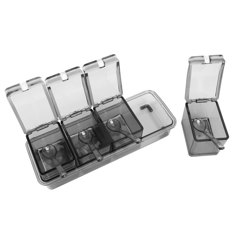 Akcia! 4 ks dóz na koreniny, korenie, stojan na koreniny, hrnce, úložná nádoba na korenie, nádoby na korenie s viečkom a lyžicou