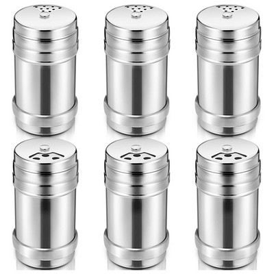 Horúce - 6 ks nerezovej ocele soľ a korenie s otočným vekom cukor korenie korenie, korenie hrniec, korenie hrniec, kuchyňa