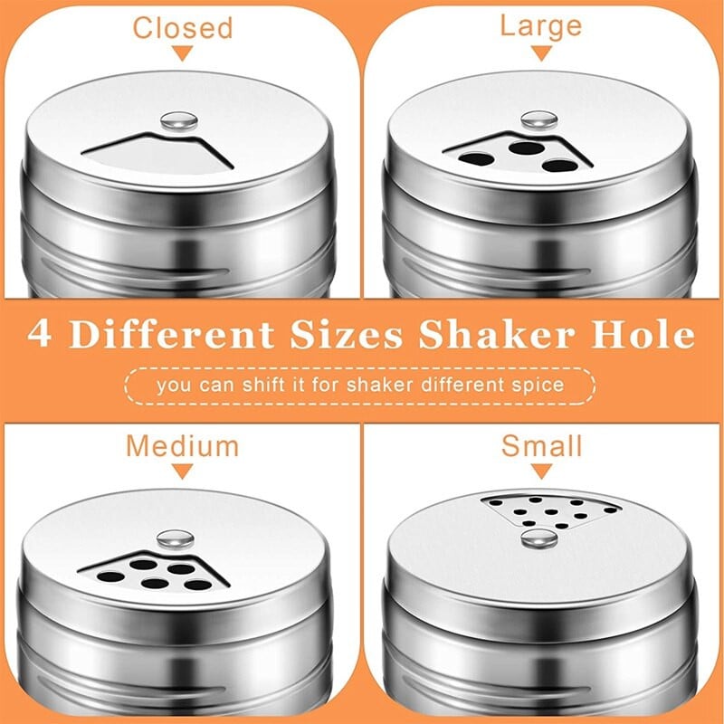 Horúce - 6 ks nerezovej ocele soľ a korenie s otočným vekom cukor korenie korenie, korenie hrniec, korenie hrniec, kuchyňa