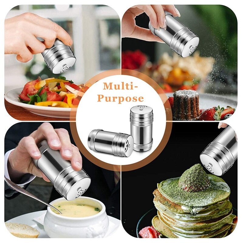 Horúce - 6 ks nerezovej ocele soľ a korenie s otočným vekom cukor korenie korenie, korenie hrniec, korenie hrniec, kuchyňa