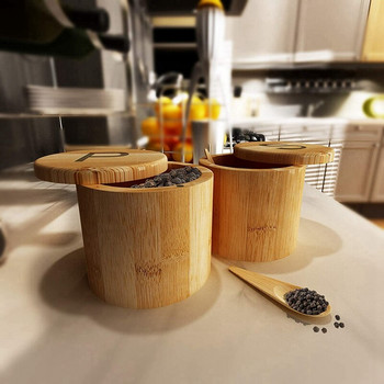 Κελάρι Hot-Bamboo Salt and Pepper, Body Body, Spivers Kaps - 2 Boxes with Spoons - Graved with S and P