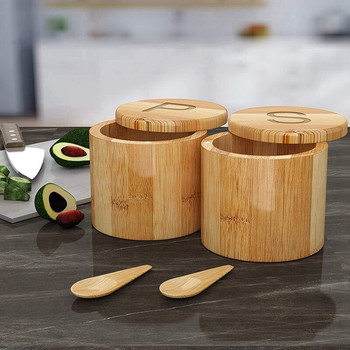 Κελάρι Hot-Bamboo Salt and Pepper, Body Body, Spivers Kaps - 2 Boxes with Spoons - Graved with S and P