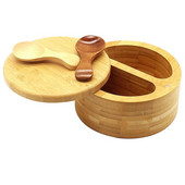 Bambusová krabička na korenie, bambusová soľ, misky na korenie s otočným vekom, lyžica, delená soľnička do kuchyne