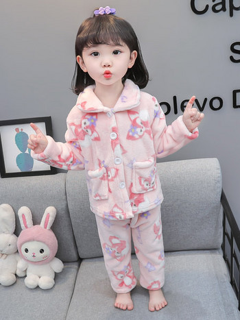Детска плюшена пижама за момичета-две части
