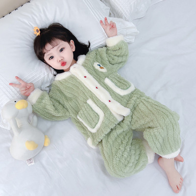 Detské plyšové pyžamo s vreckami - dvojdielne pre dievčatá