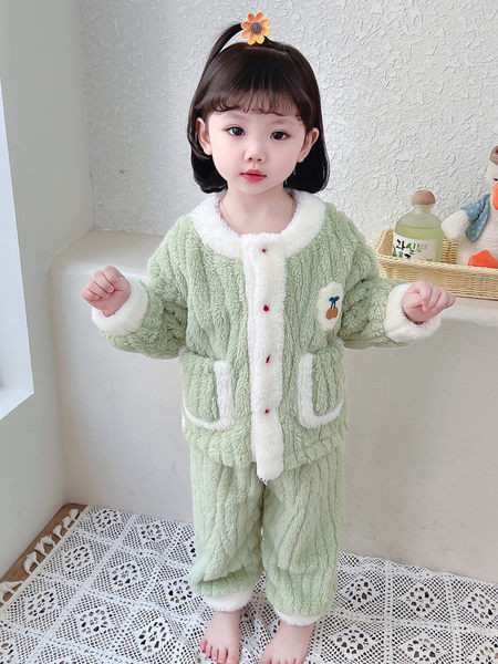 Detské plyšové pyžamo s vreckami - dvojdielne pre dievčatá