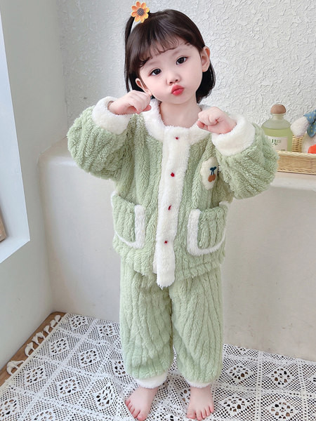 Detské plyšové pyžamo s vreckami - dvojdielne pre dievčatá