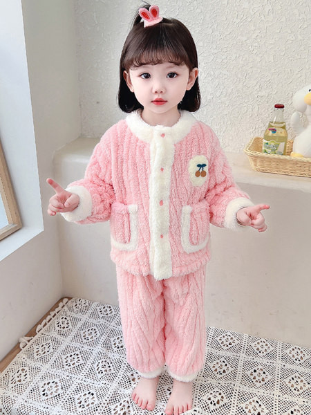 Detské plyšové pyžamo s vreckami - dvojdielne pre dievčatá