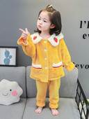 Detské plyšové pyžamo z dvoch častí - ružové a žlté