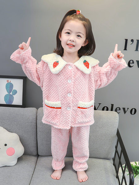 Detské plyšové pyžamo z dvoch častí - ružové a žlté