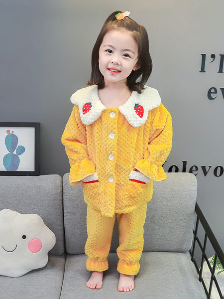 Detské plyšové pyžamo z dvoch častí - ružové a žlté