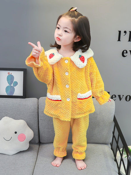 Detské plyšové pyžamo z dvoch častí - ružové a žlté