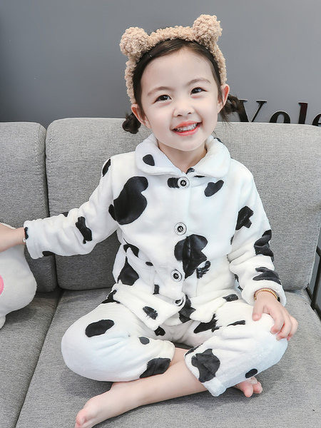 Detské zimné pyžamo pre dievčatá s vreckom a zapínaním na gombíky