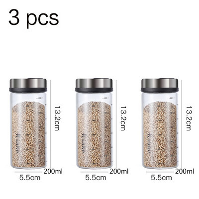 Vysoko borosilikátové sklenené korenie, fľaša na korenie, kuchynská soľ, sezamové korenie, vzduchotesná fľaša s otočným viečkom