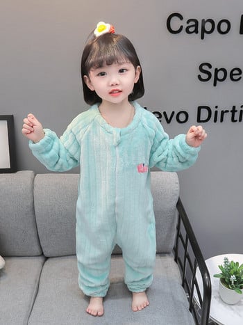 Детска пижама за момичета с бродерия и цип