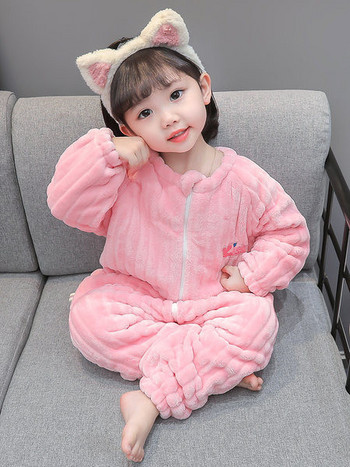 Παιδική βελούδινη πιτζάμες με φερμουάρ για κορίτσια