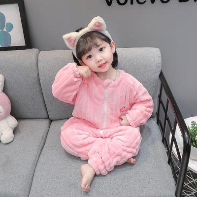 Detské plyšové pyžamo so zipsom pre dievčatá