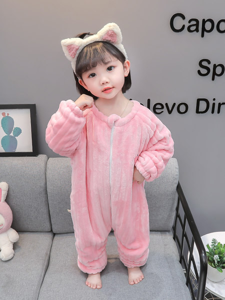 Detské plyšové pyžamo so zipsom pre dievčatá