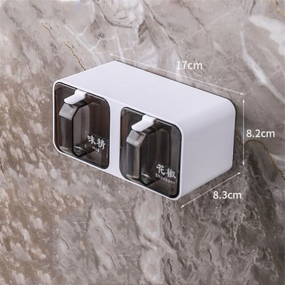 Nástenné kuchynské nádoby na koreniny, soľnička a korenička, korenie, organizér na korenie s lyžičkami