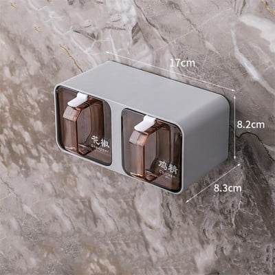 Nástenné kuchynské nádoby na koreniny, soľnička a korenička, korenie, organizér na korenie s lyžičkami