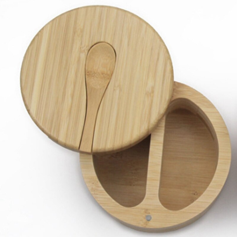 Karšto bambuko prieskonių dėžutė su besisukančiu dangteliu Bambuko prieskonių skardinė Magnetinio siurbimo prieskonių dėžutė Dvigubos tinklelio druskos dėžutė